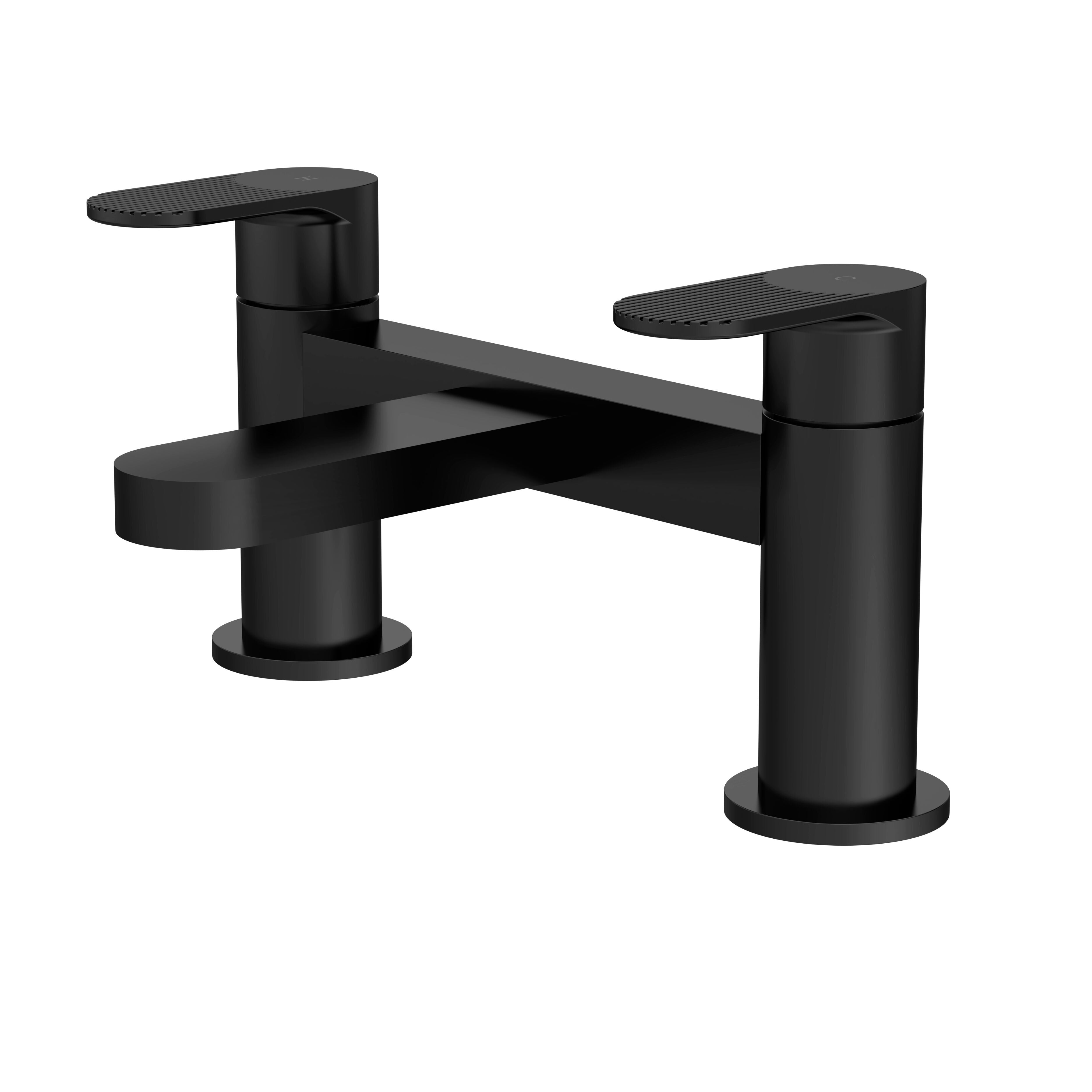 nuie Cyprus Matt Black Deck Mounted Bath Filler