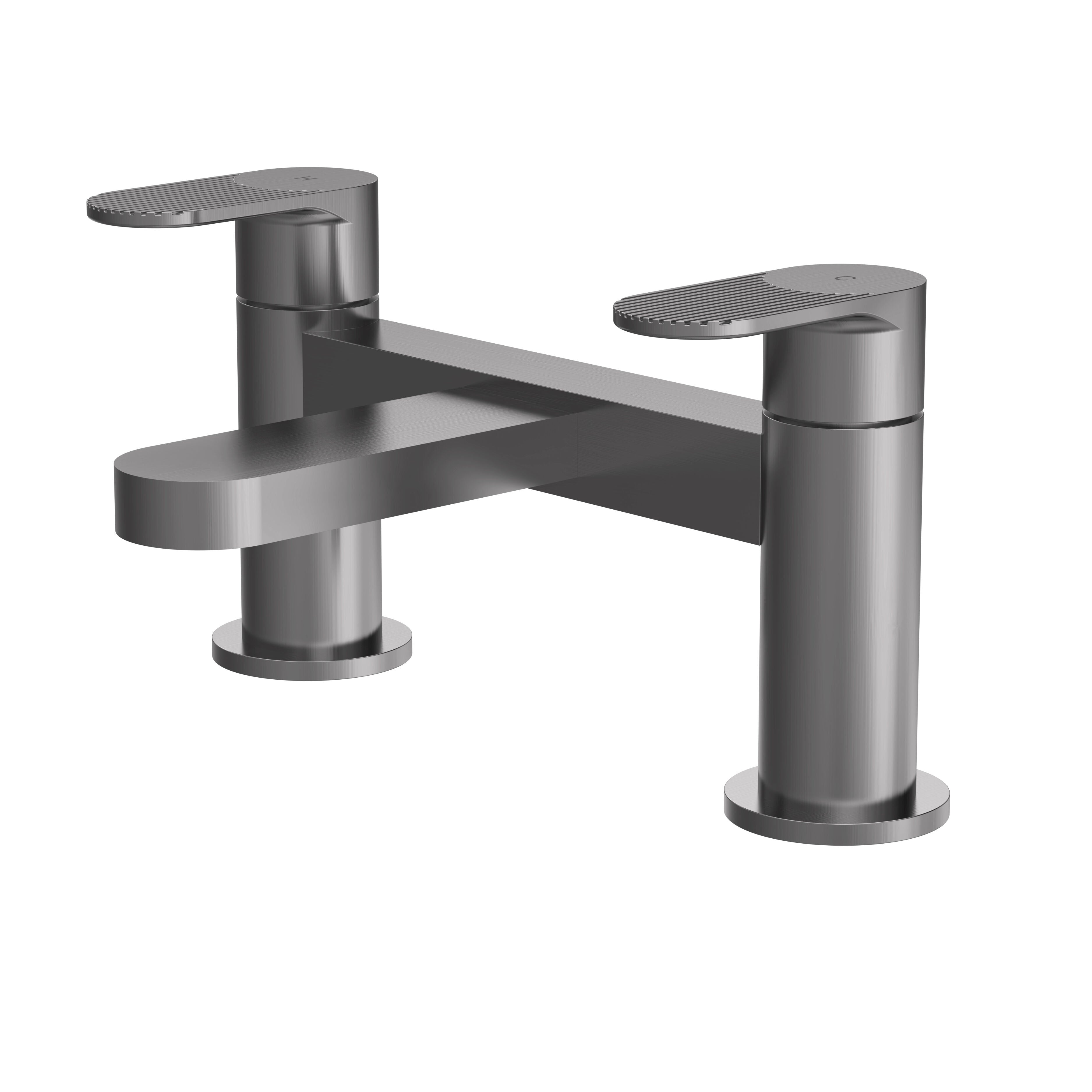 nuie Cyprus Brushed Pewter Deck Mounted Bath Filler