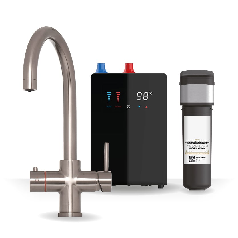 Brewmaster Brushed Nickel 4-1 swan tap with digital tank - BM4SWBNDT - BM4SWBNDT 2