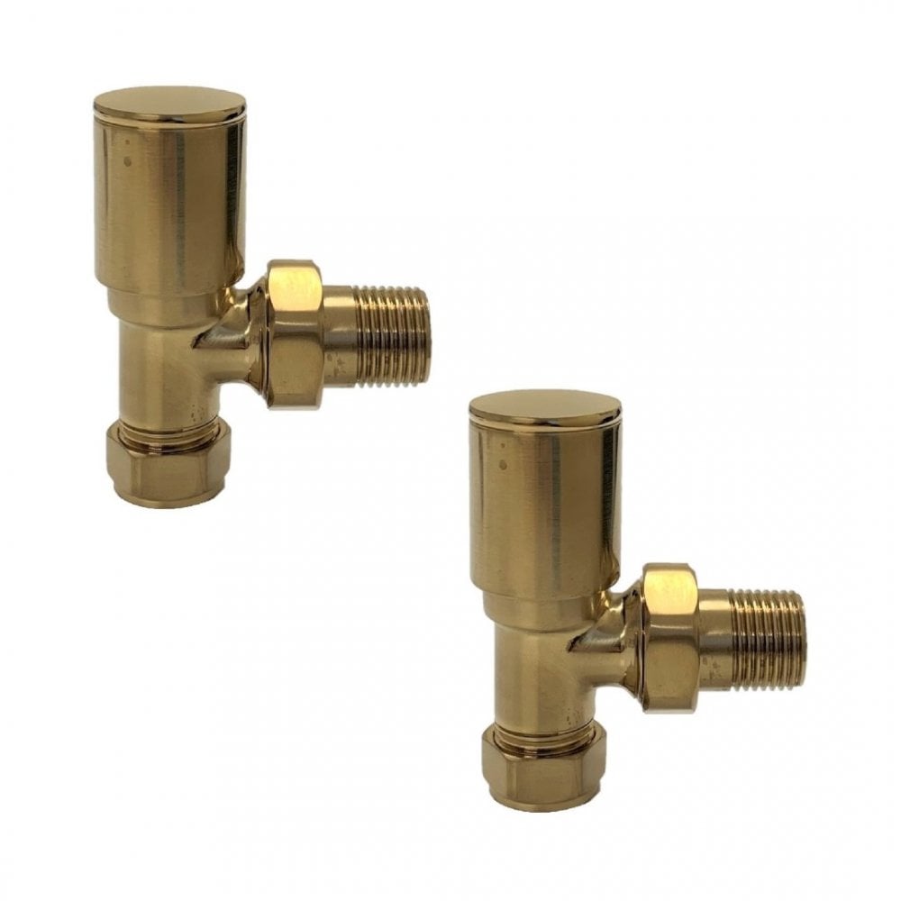 Brass Radiator Valve Angled 15mm (Pair) - BRASS-ANG