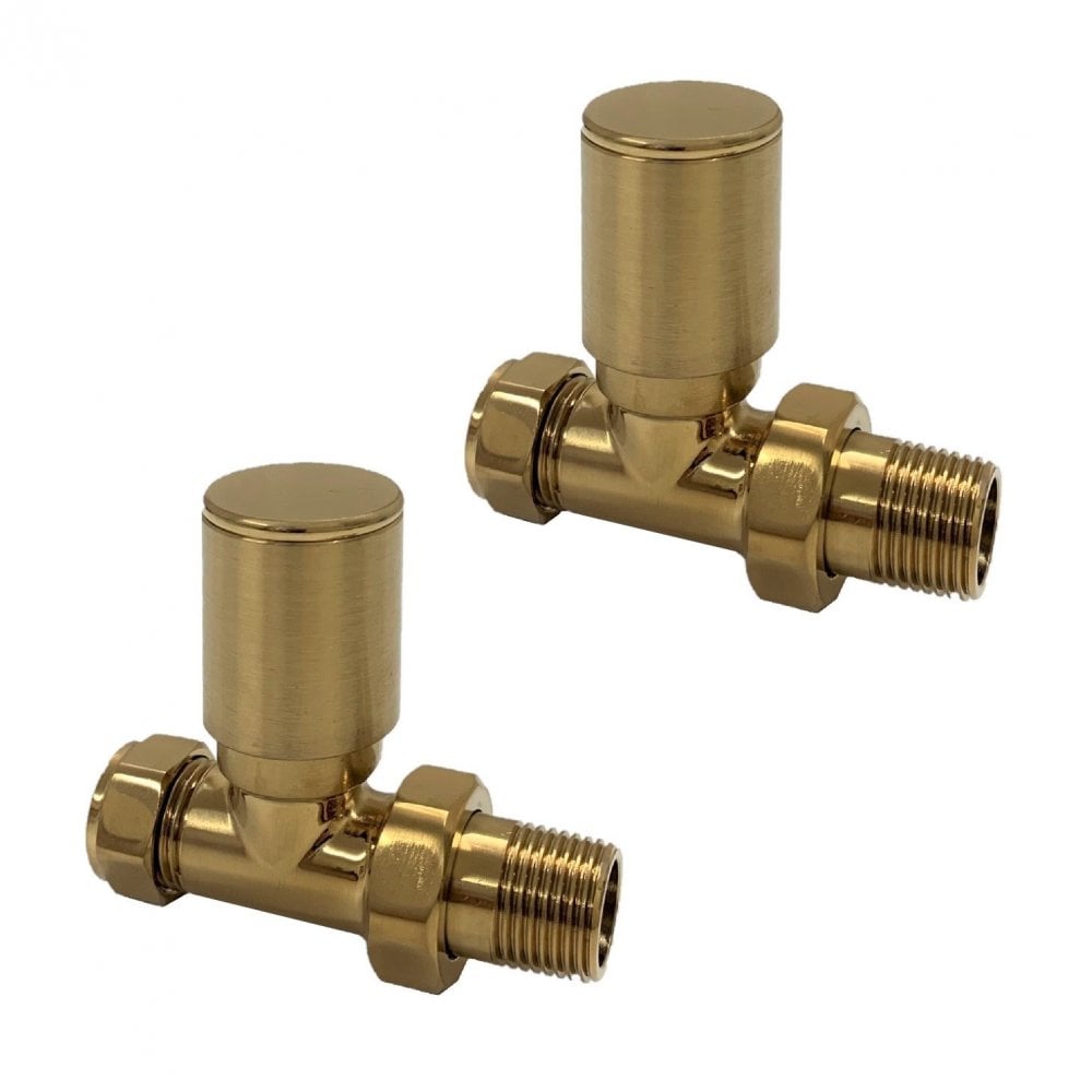 Brass Radiator Valve Straight 15mm (Pair) - BRASS-STR