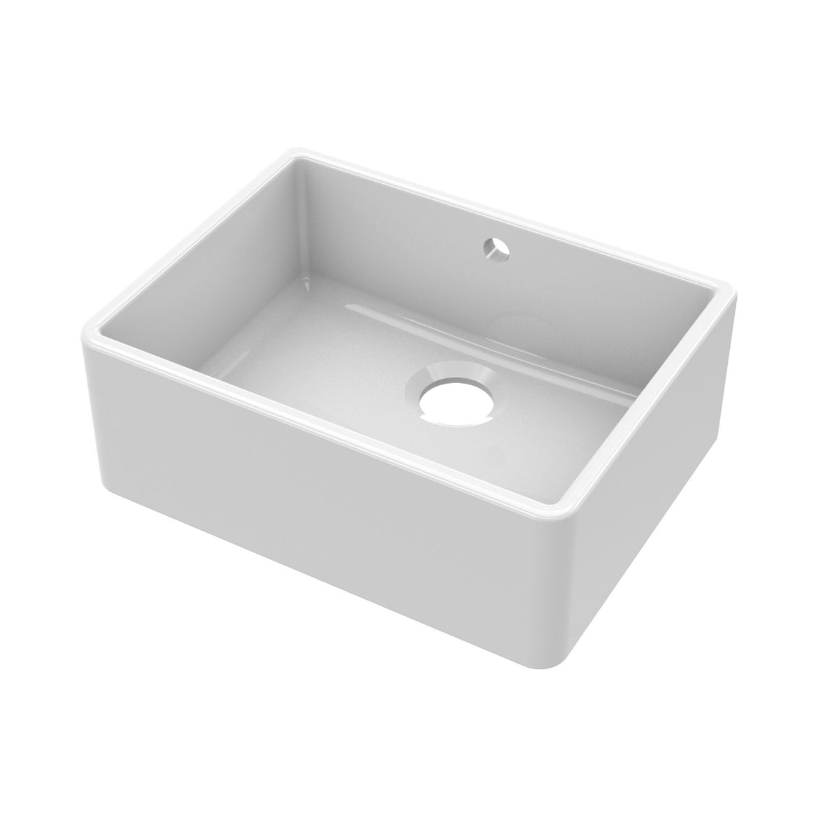 Nuie 595mm x 450mm x 220mm Fireclay Single Bowl Butler Sink With Offset Waste And Overflow
