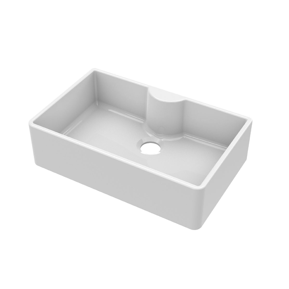 Nuie 795mm x 500mm x 220mm Fireclay Single Bowl Butler Sink With Offset Waste And Tap Ledge