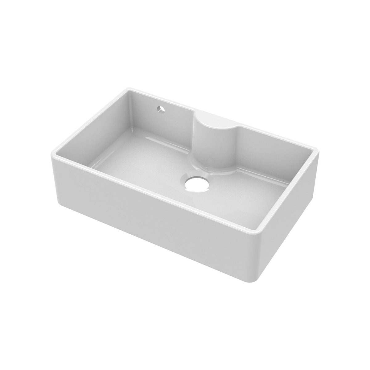 Nuie 795mm x 500mm x 220mm Fireclay Single Bowl Butler Sink With Tap Ledge And Overflow