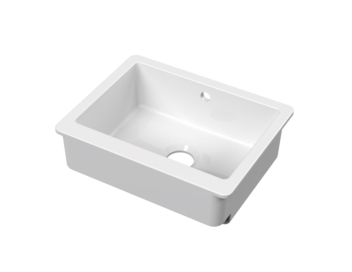 Nuie 595mm x 460mm x 200mm Fireclay Single Bowl Overmount Butler Sink