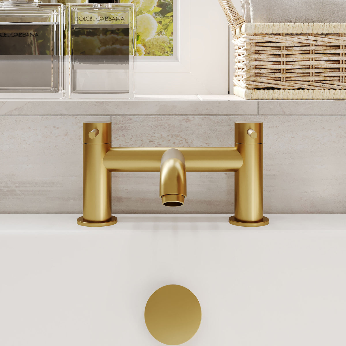 nuie choice Cartegena Brushed Brass Bath Filler - Lifestyle image