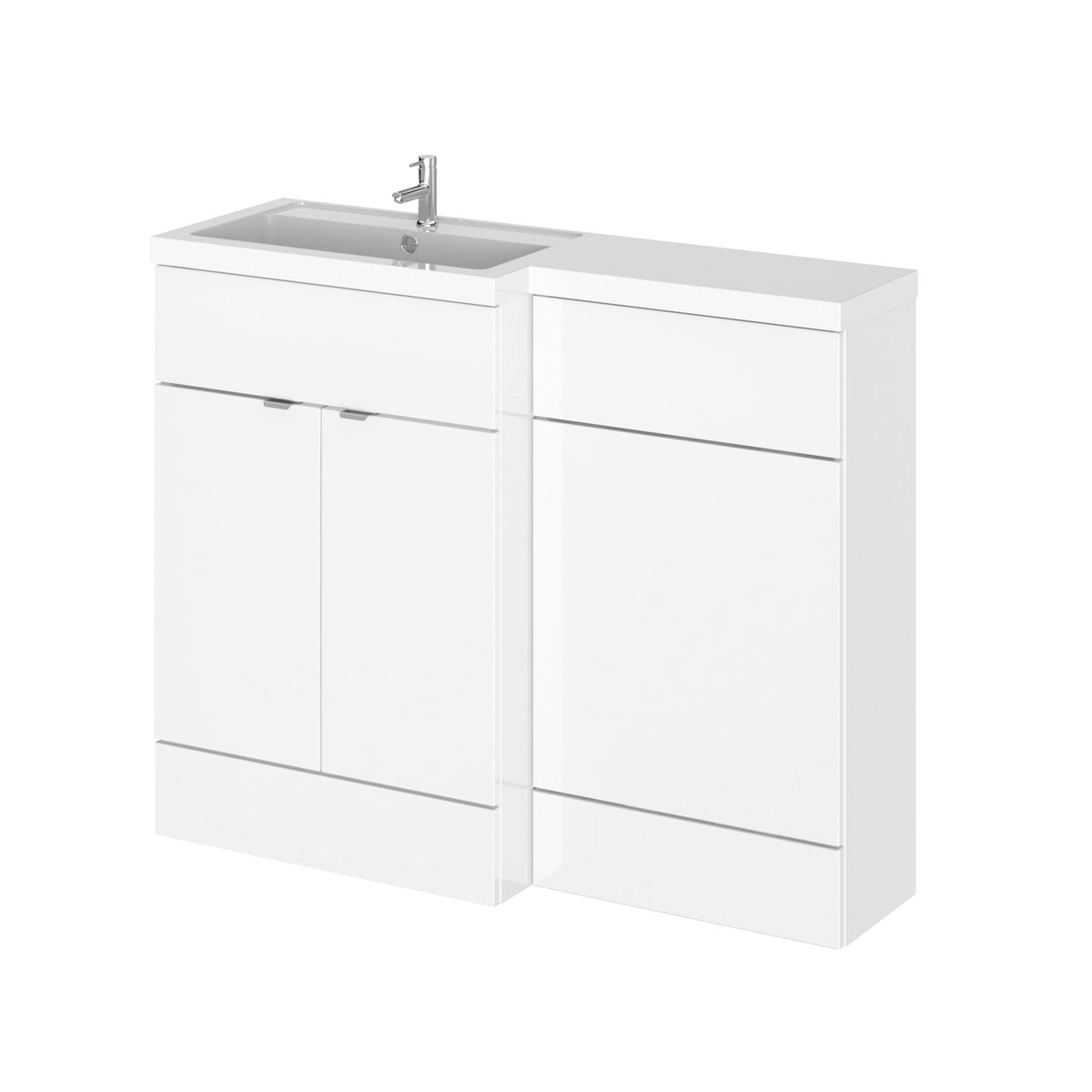 Hudson Reed Fusion 1100mm 2 Door Floor Standing Left-Hand Combination Unit With Polymarble Basin