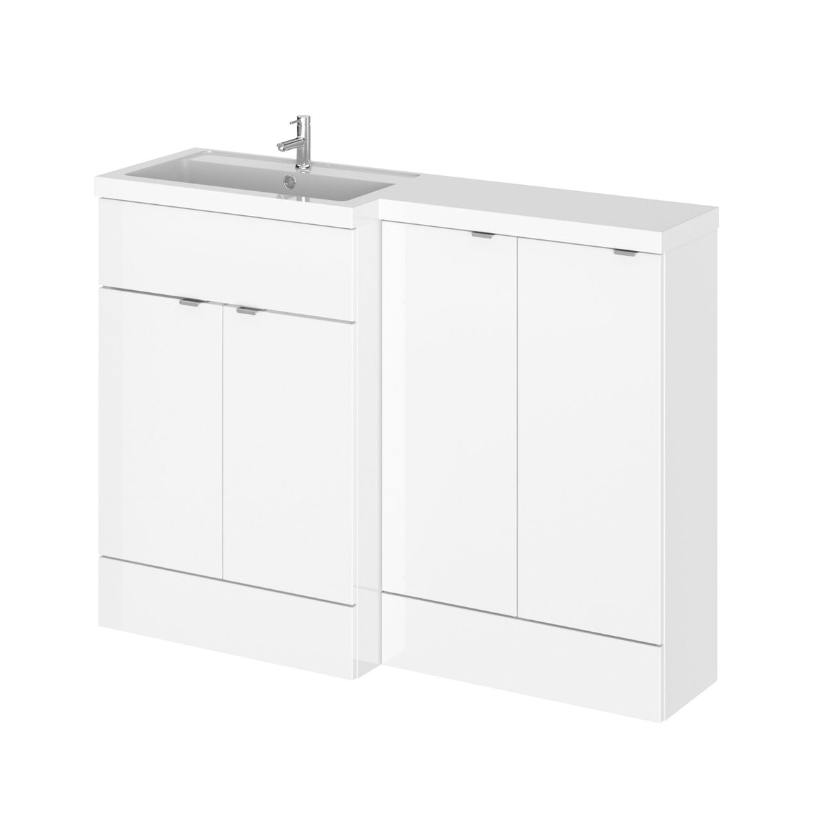 Hudson Reed Fusion 1200mm 4 Door Floor standing Left-Hand Combination Unit With Polymarble Basin