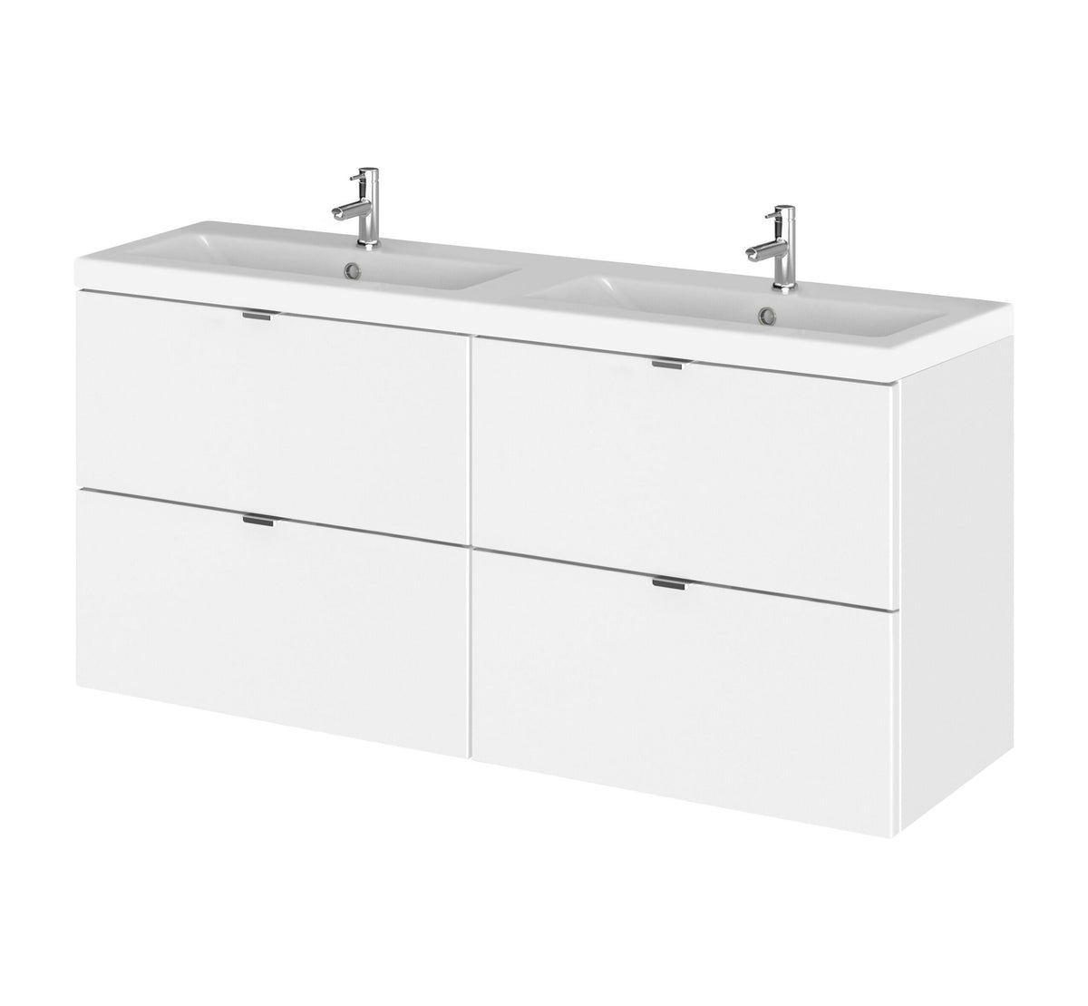 Hudson Reed Fusion 1200mm 4 Drawer Wall Hung Vanity Unit With 2 Tap Holes Basin