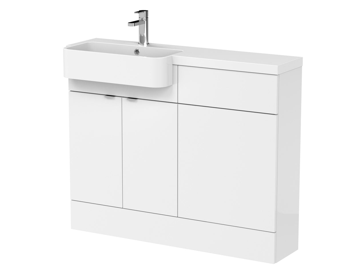 Hudson Reed Fusion 1100mm 2 Door Floor Standing Left-Hand Combination Unit With Polymarble Basin