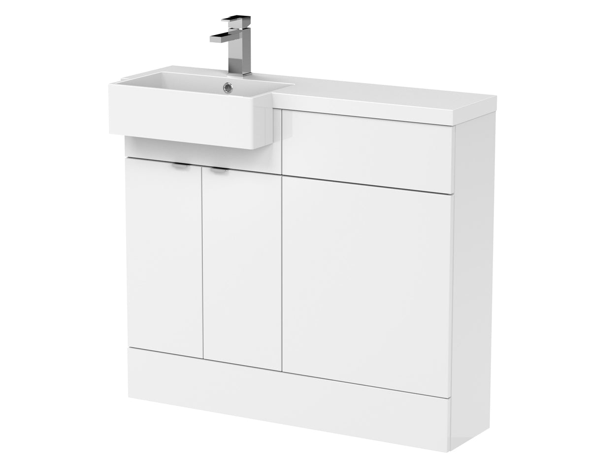 Hudson Reed Fusion 1000mm 2 Door Floor Standing Left-Hand Combination Unit With Polymarble Basin