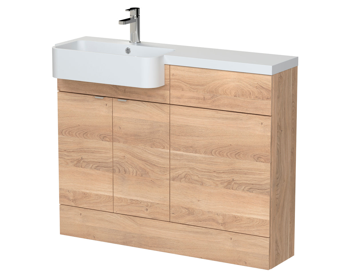 Hudson Reed Fusion 1100mm 2 Door Floor Standing Left-Hand Combination Unit With Polymarble Basin