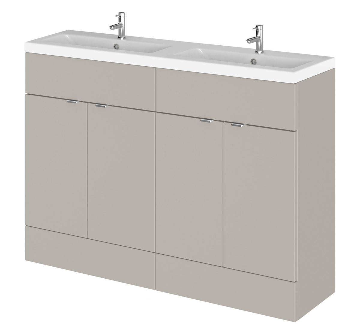 Hudson Reed Fusion 1200mm 4 Door Floor Standing Vanity Unit With 2 Tap Holes Double Basin