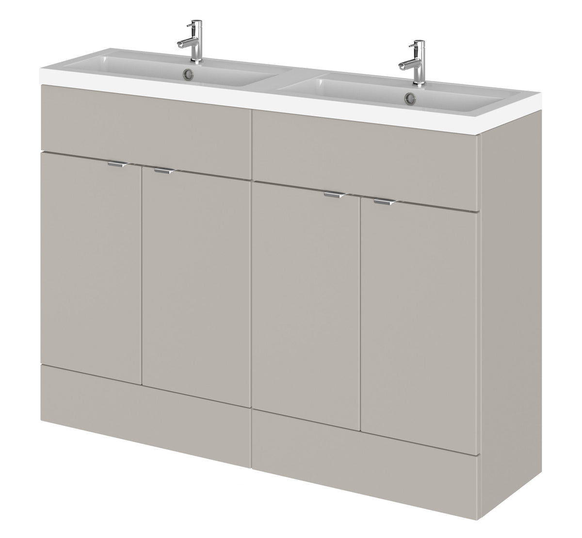 Hudson Reed Fusion 1200mm 4 Door Floor Standing Vanity Unit With 2 Tap Holes Double Basin