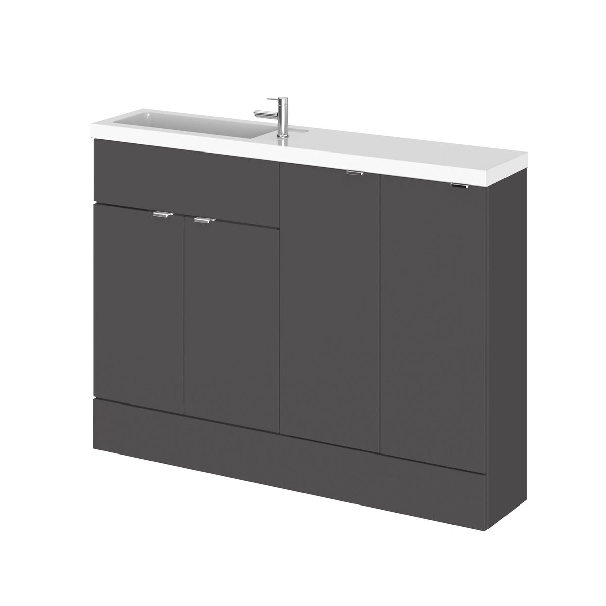 Hudson Reed Fusion 1200mm 4 Door Floor standing Compact Combination Unit With Polymarble Basin