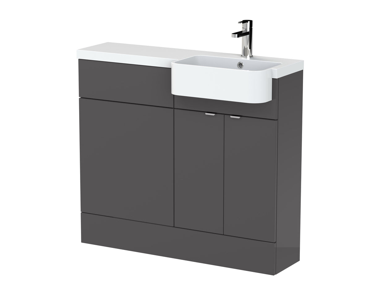 Hudson Reed Fusion 1000mm 2 Door Floor Standing Right-Hand Combination Unit With Polymarble Basin