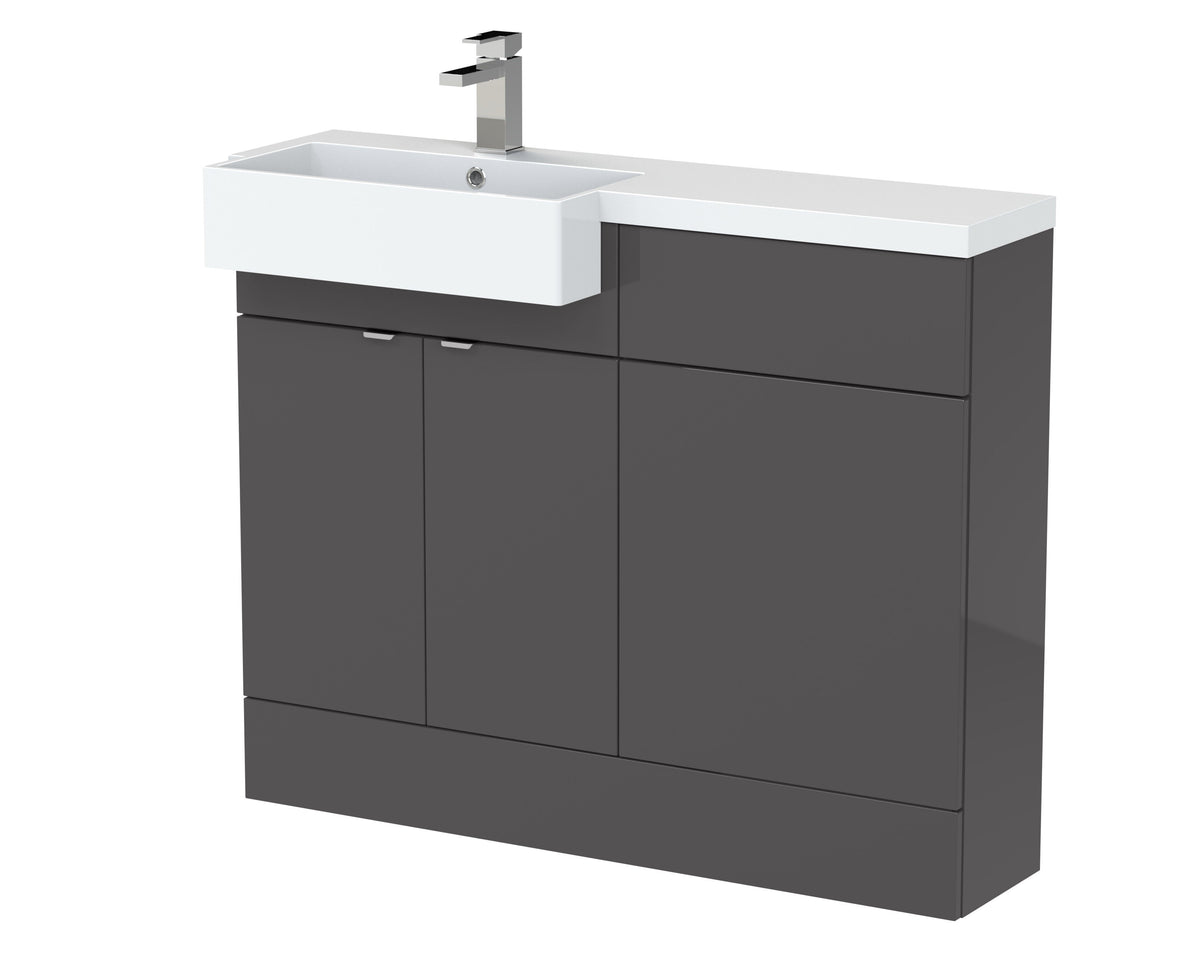 Hudson Reed Fusion 1100mm 2 Door Floor Standing Left-Hand Combination Unit With Polymarble Basin