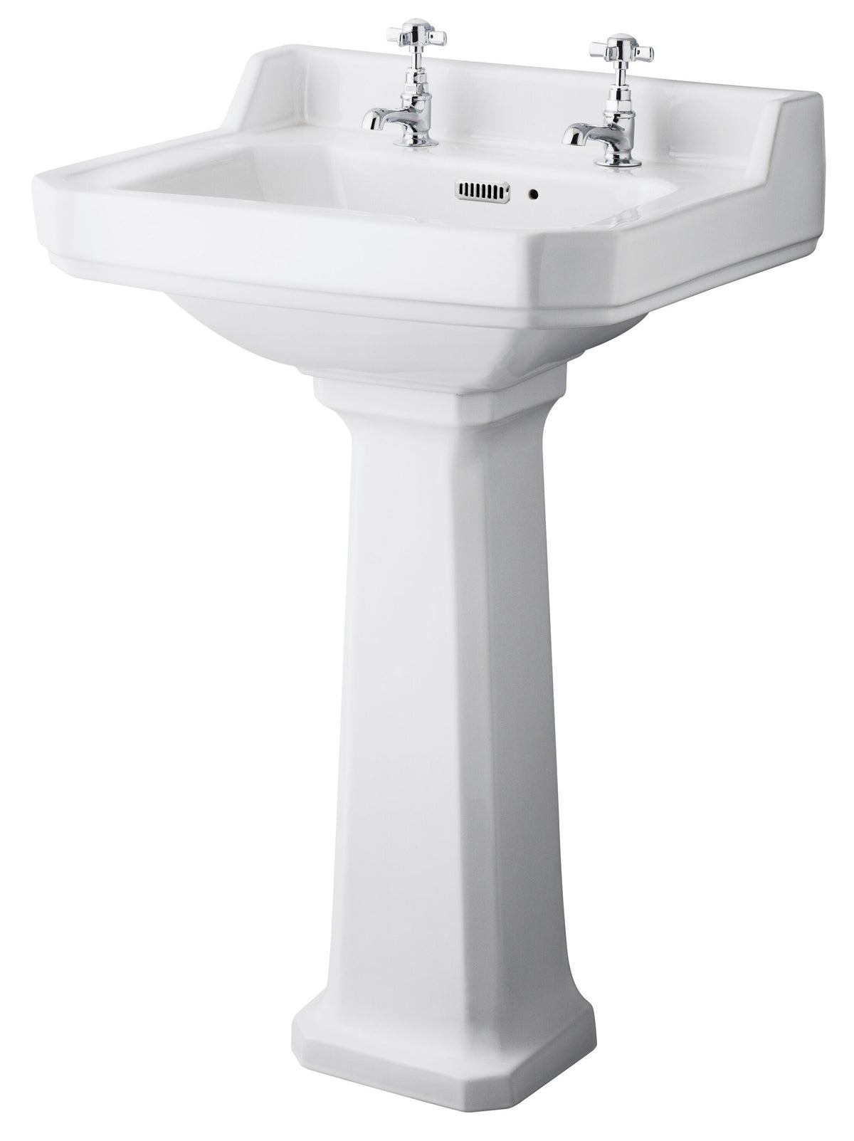 Old London Richmond 2 Tap Hole 560mm Ceramic Basin & Pedestal