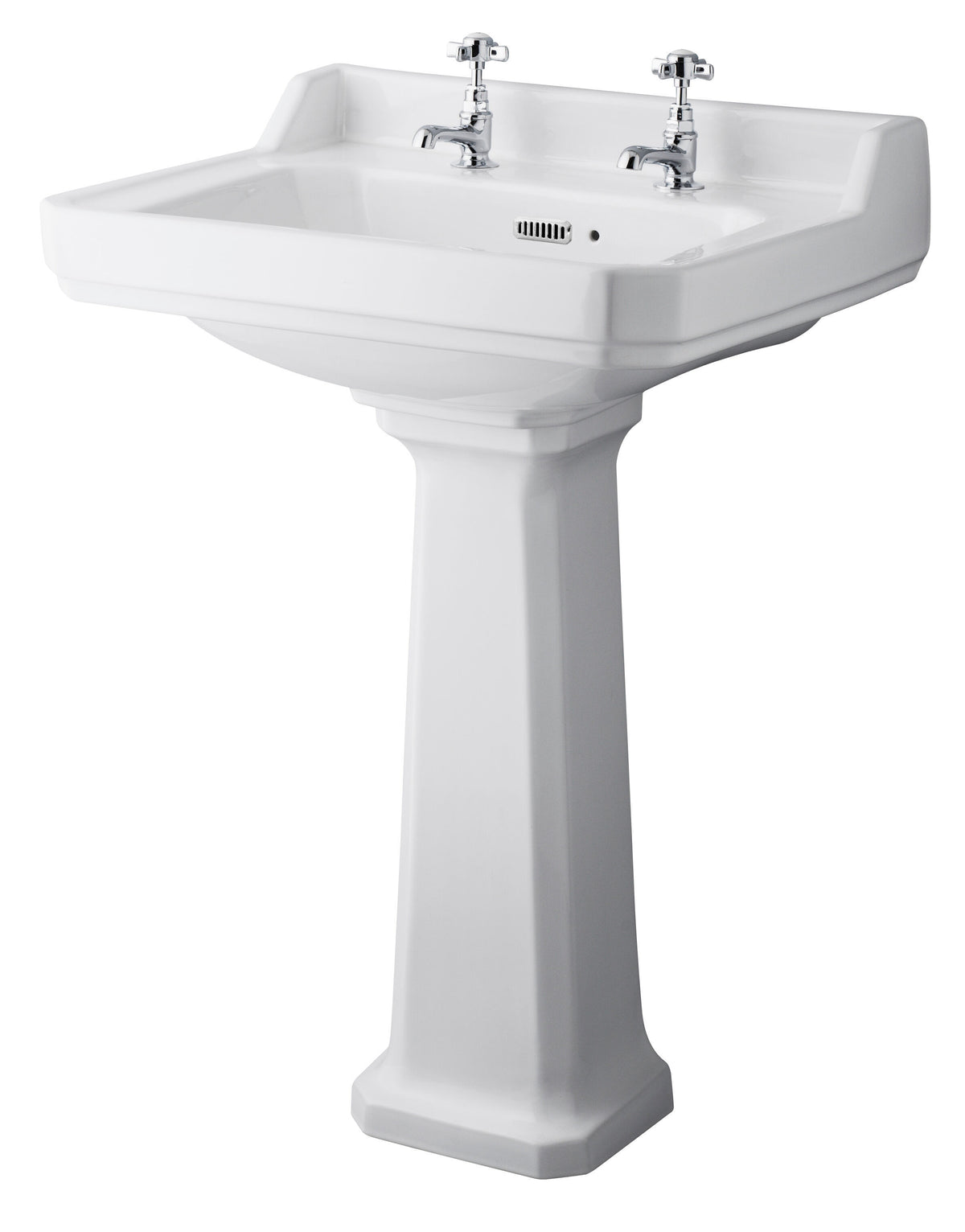 Old London Richmond 2 Tap Hole 600mm Ceramic Basin & Comfort Height Pedestal