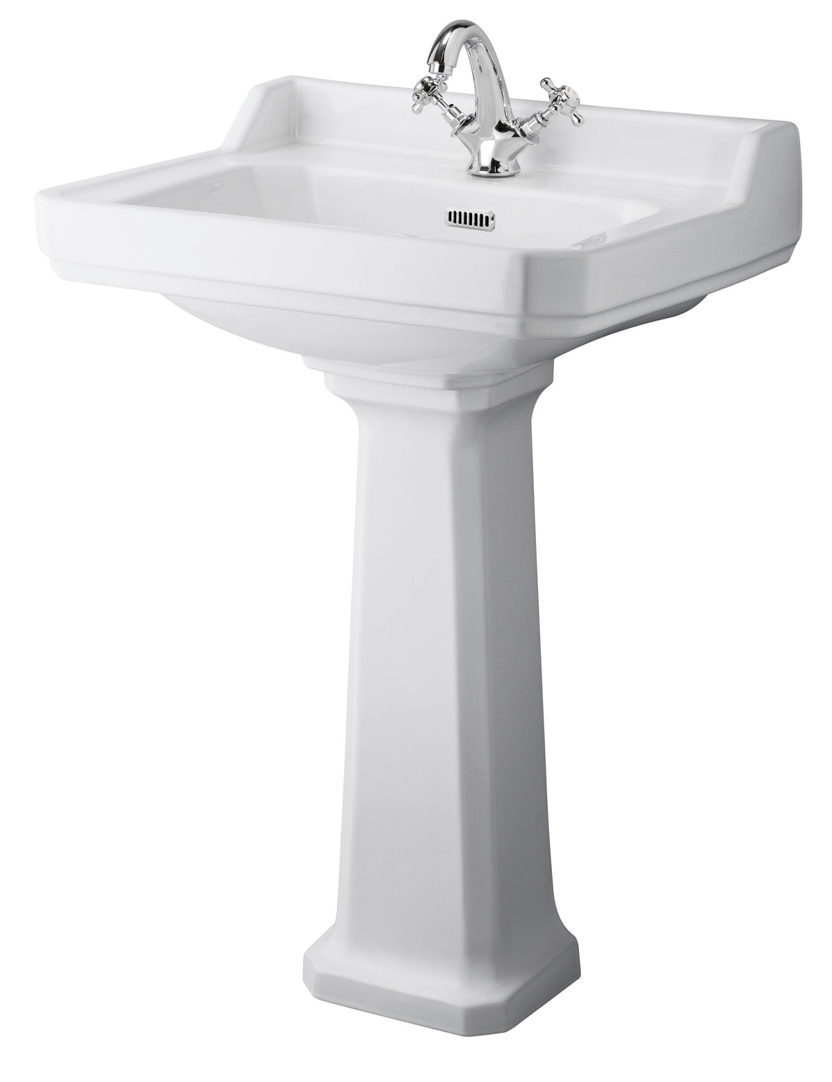 Old London Richmond 1 Tap Hole 600mm Ceramic Basin & Comfort Height Pedestal