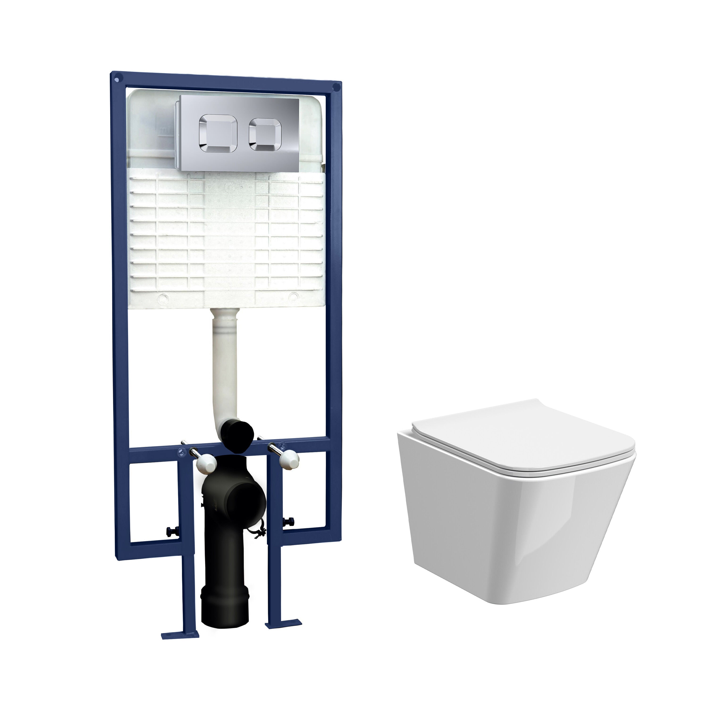 nuie 5in1 Round Wall Hung Pan & Concealed Chrome Cistern With Cistern