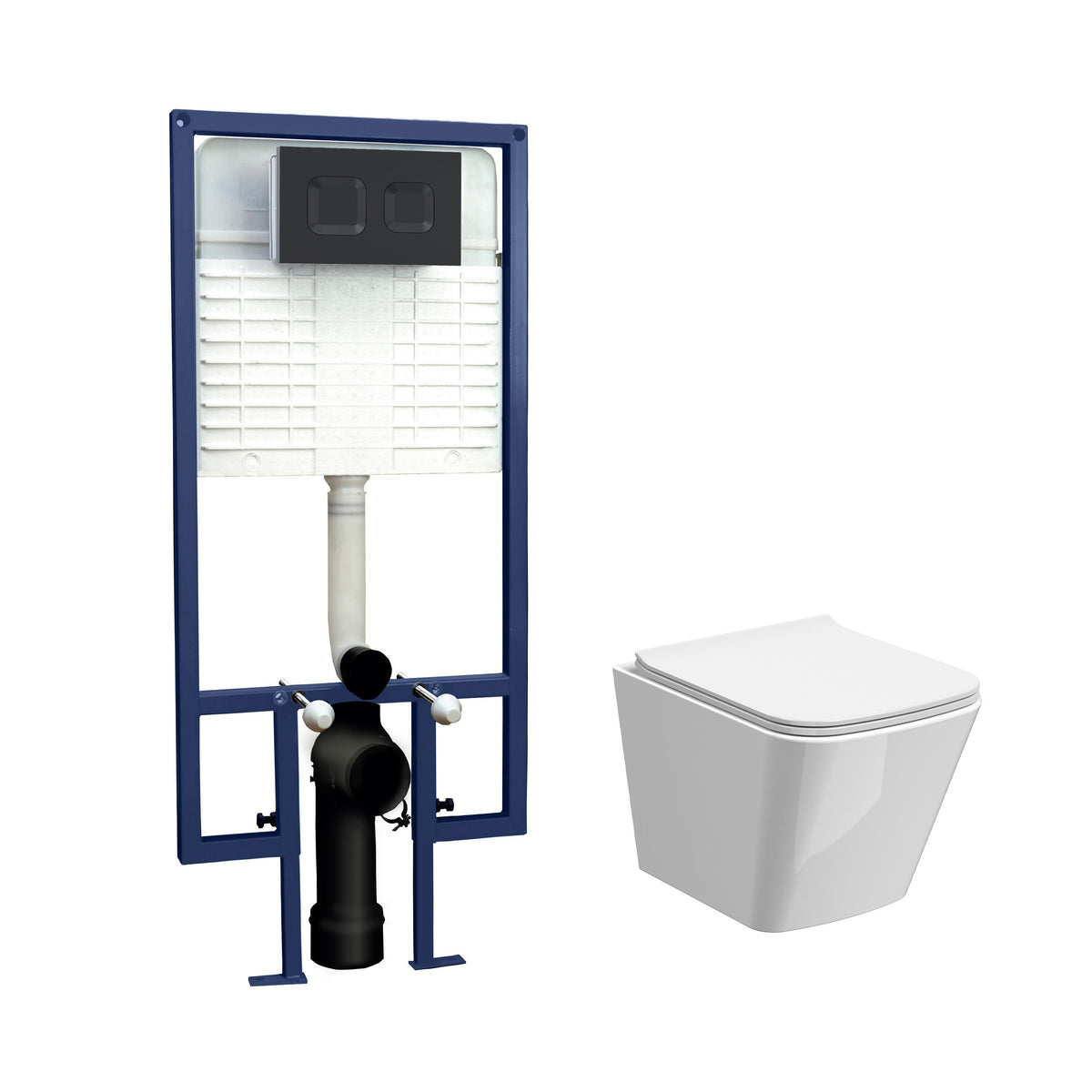 Nuie 5in1 Round Wall Hung Pan & Concealed Matt Black Cistern