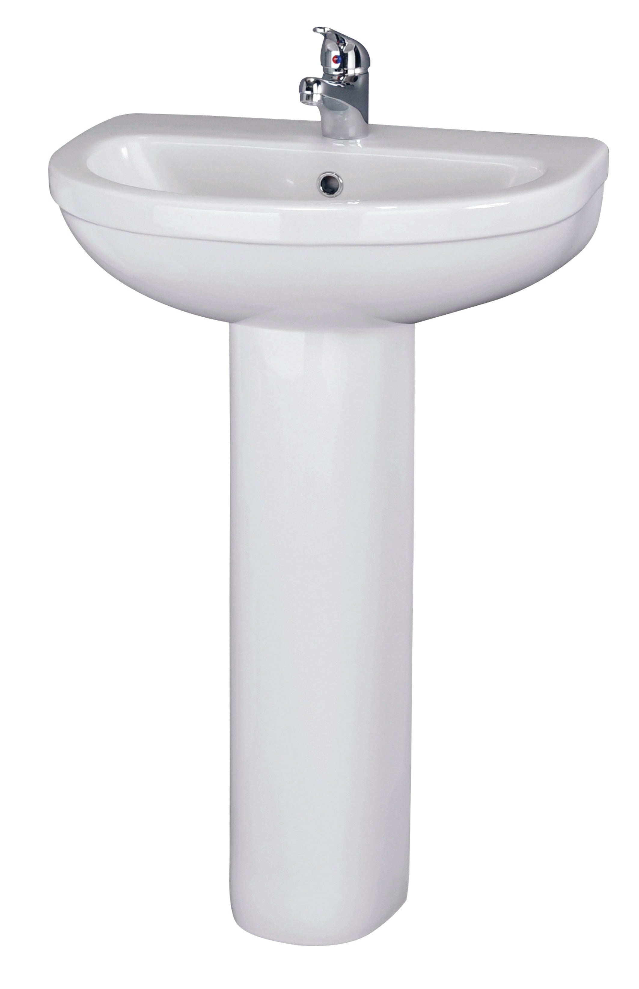 nuie Ivo 1 Tap Hole 550mm Ceramic Basin & Pedestal