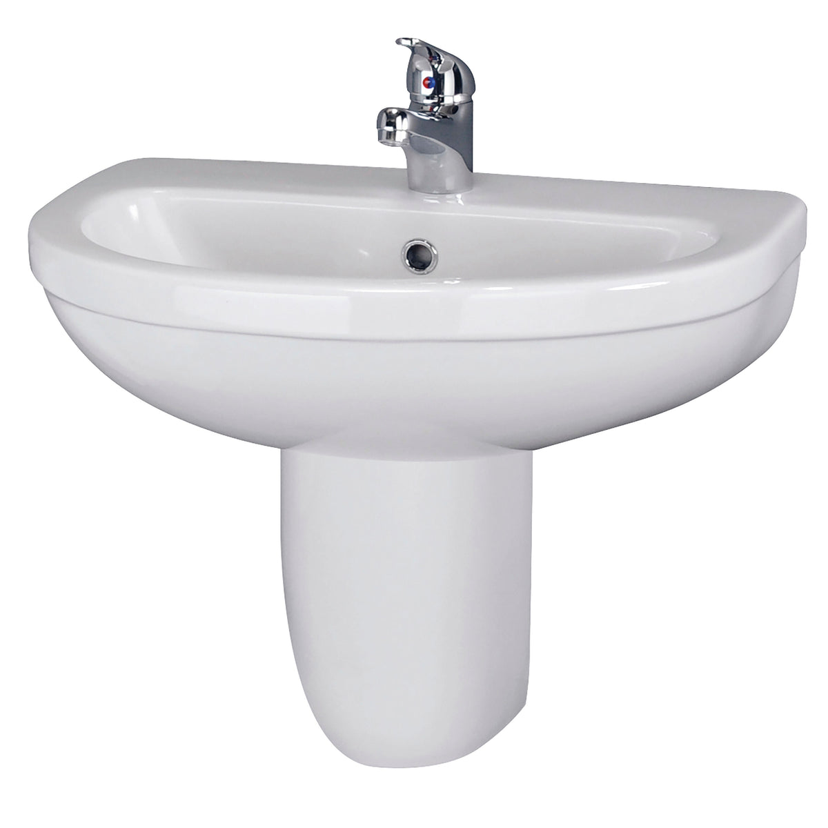 Nuie Ivo 1 Tap Hole 550mm Ceramic Basin & Semi Pedestal