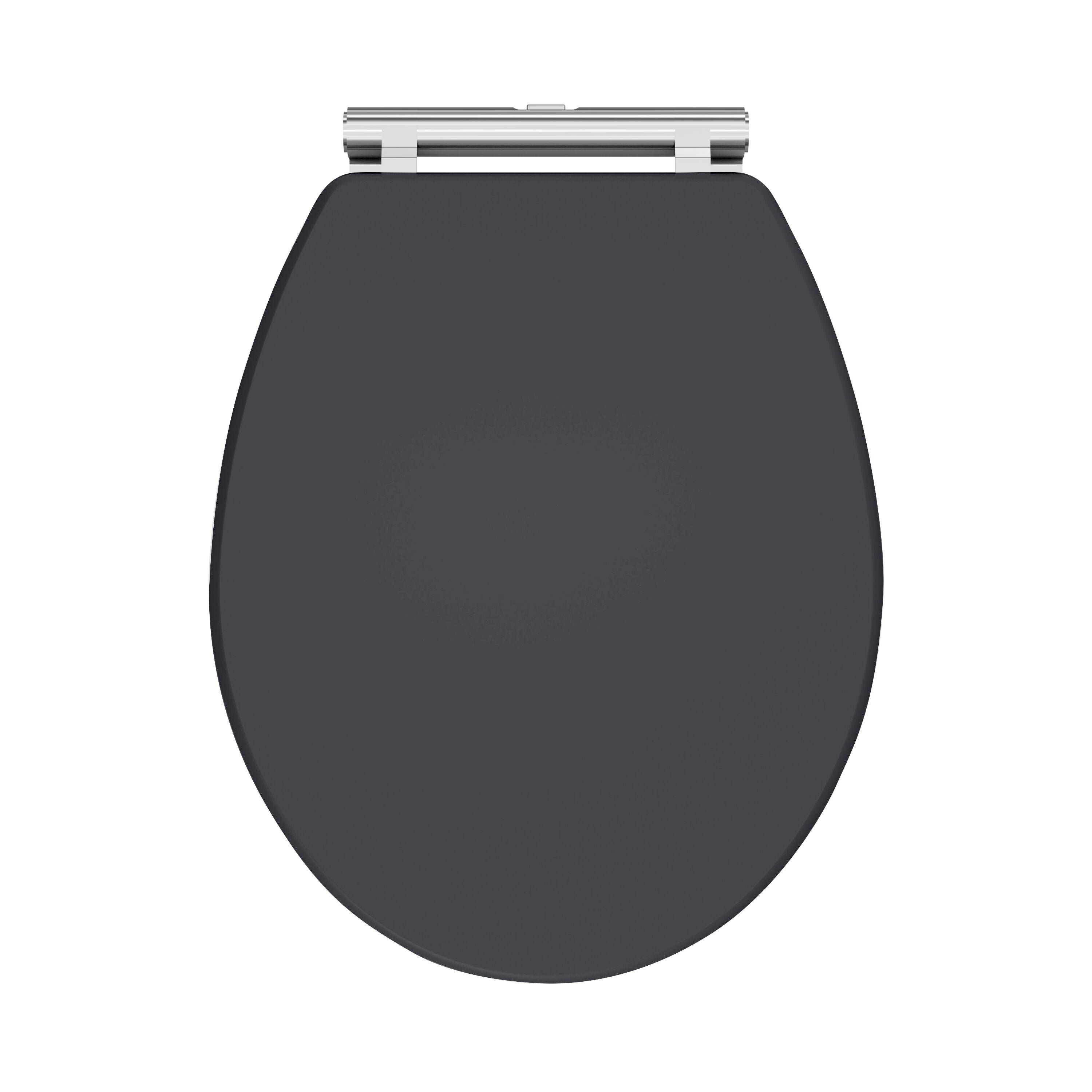 nuie Classique Soft Black Round Wooden Soft Close Traditional Toilet Seat With Quick Release Hinge