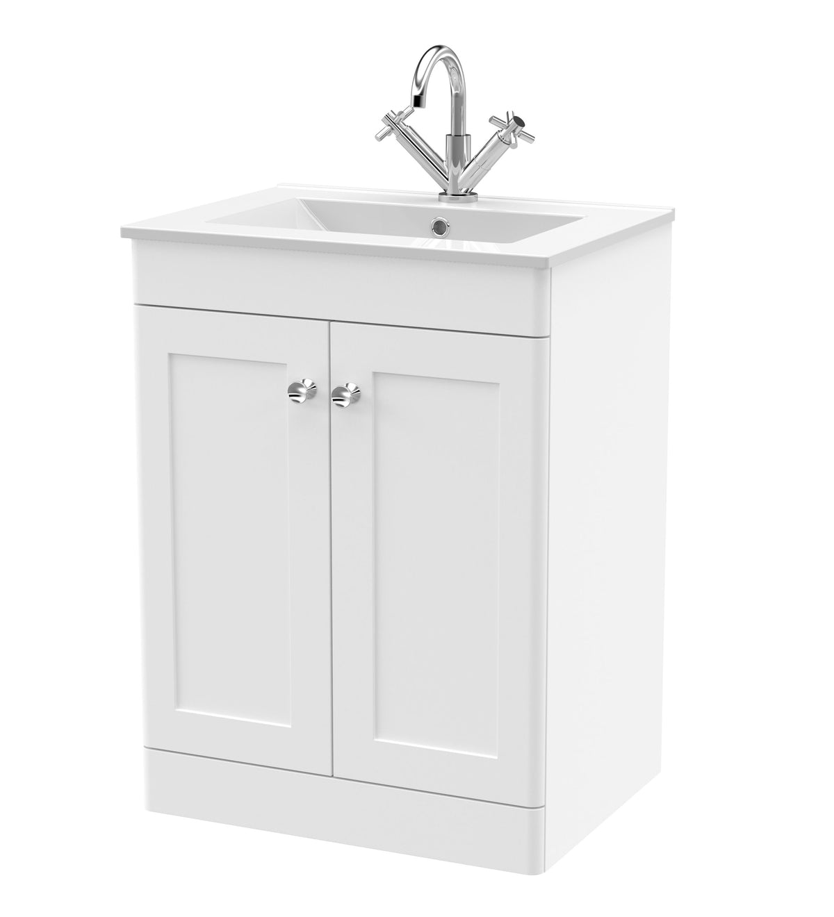 Nuie Classique 600mm 2 Door Floor Standing Vanity Unit With 1 Tap Hole Basin