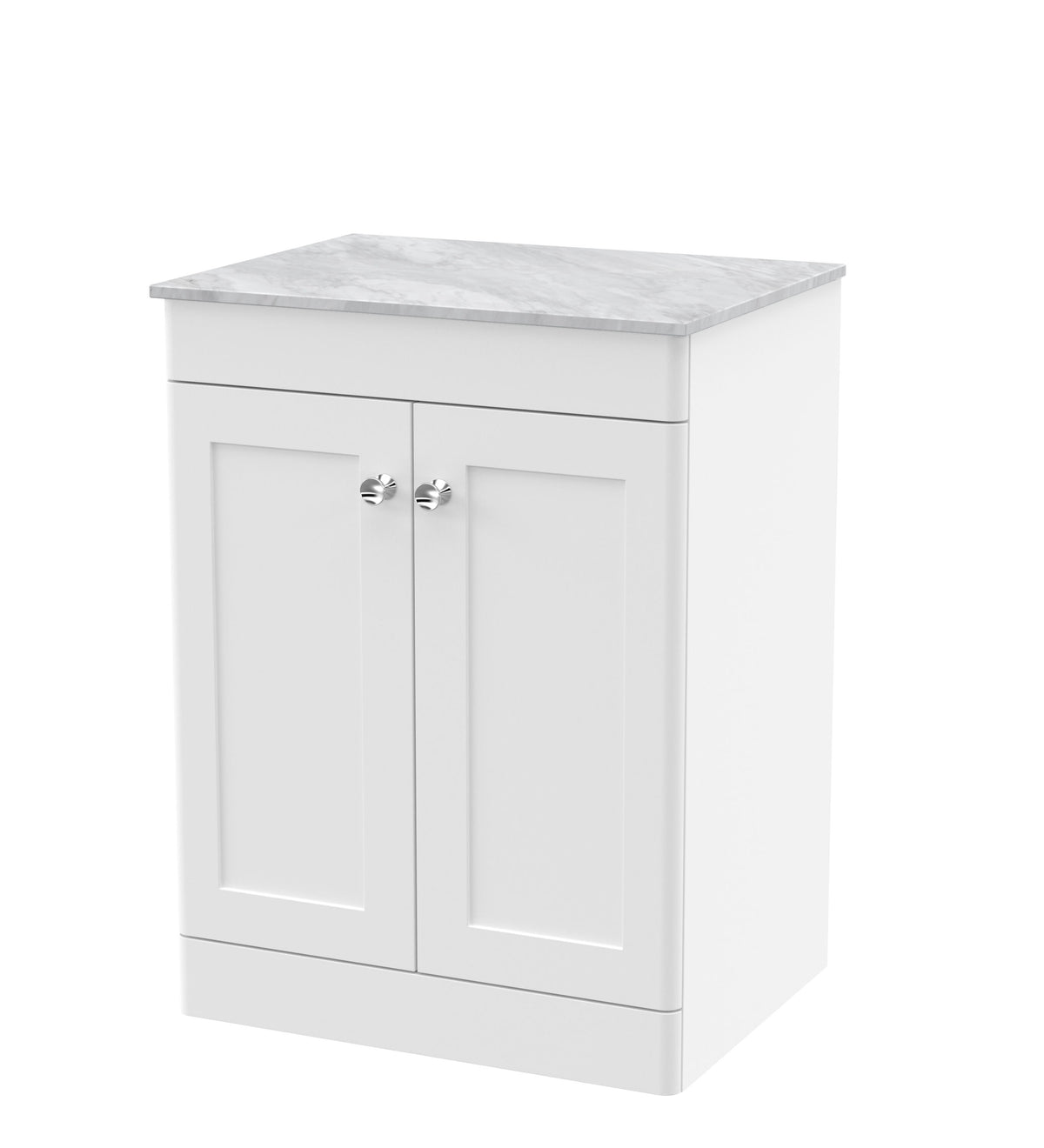 Nuie Classique 610mm 2 Door Floor Standing Vanity Unit With Grey Marble Worktop