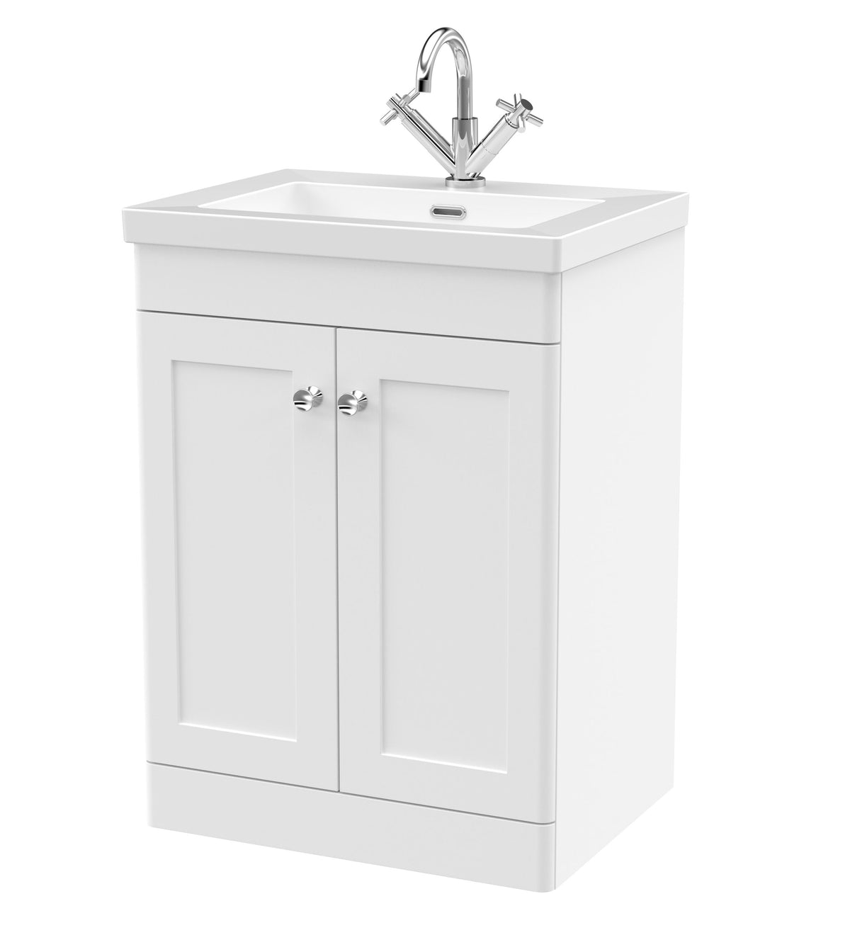 Nuie Classique 600mm 2 Door Floor Standing Vanity Unit With 1 Tap Hole Fireclay Basin