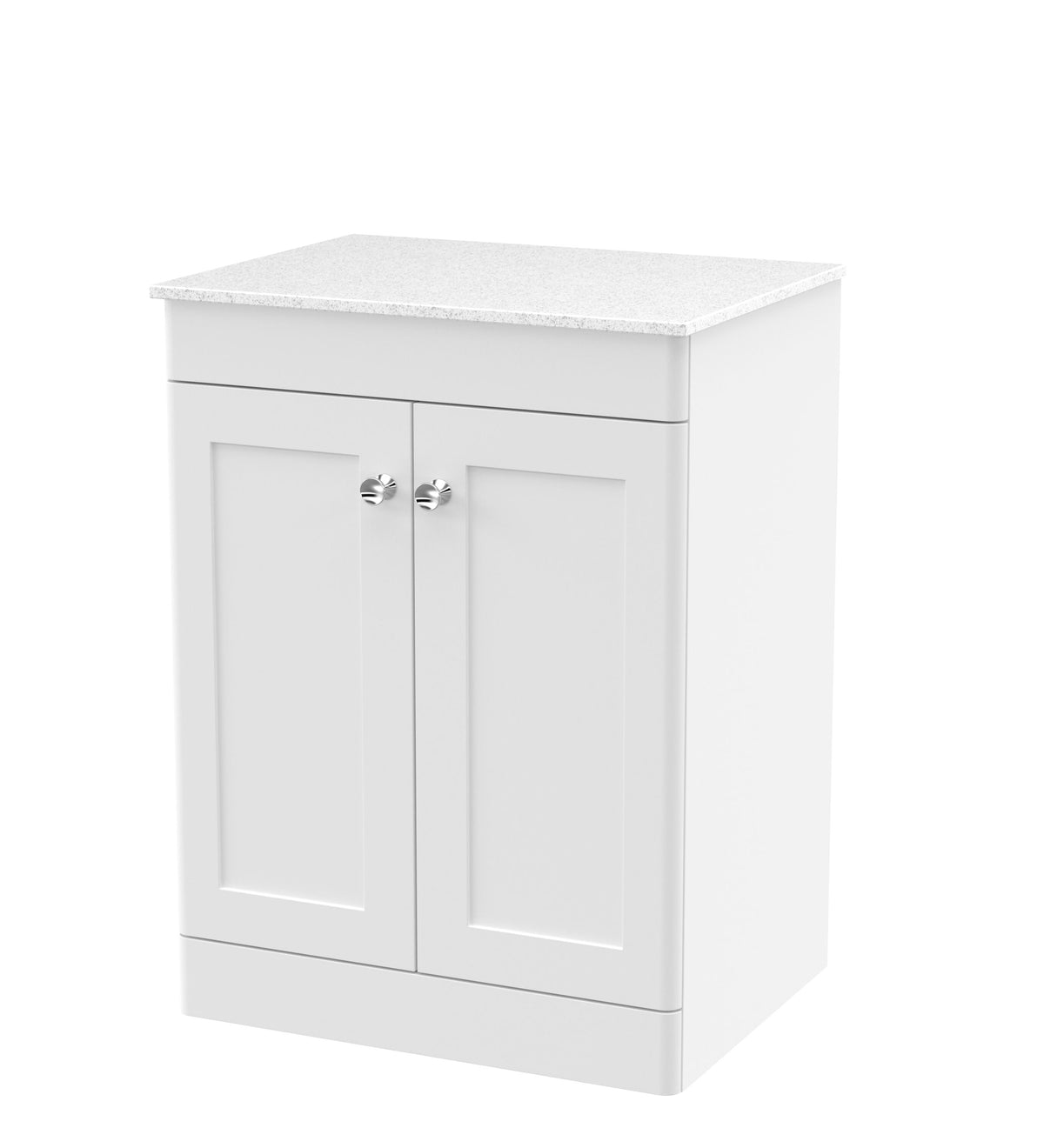 Nuie Classique 600mm 2 Door Floor Standing Vanity Unit With White Marble Worktop