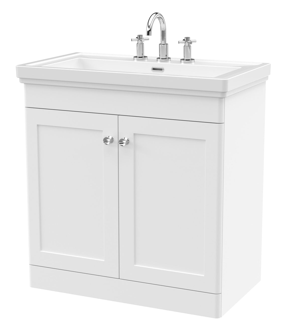 Nuie Classique 800mm 2 Door Floor Standing Vanity Unit With 3 Tap Hole Basin