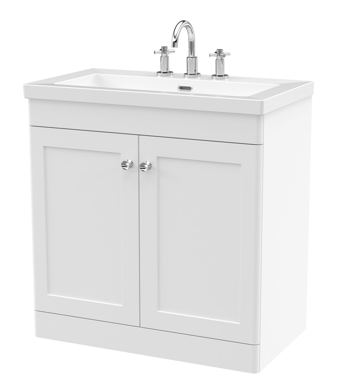 Nuie Classique 800mm 2 Door Floor Standing Vanity Unit With 3 Tap Hole Fireclay Basin