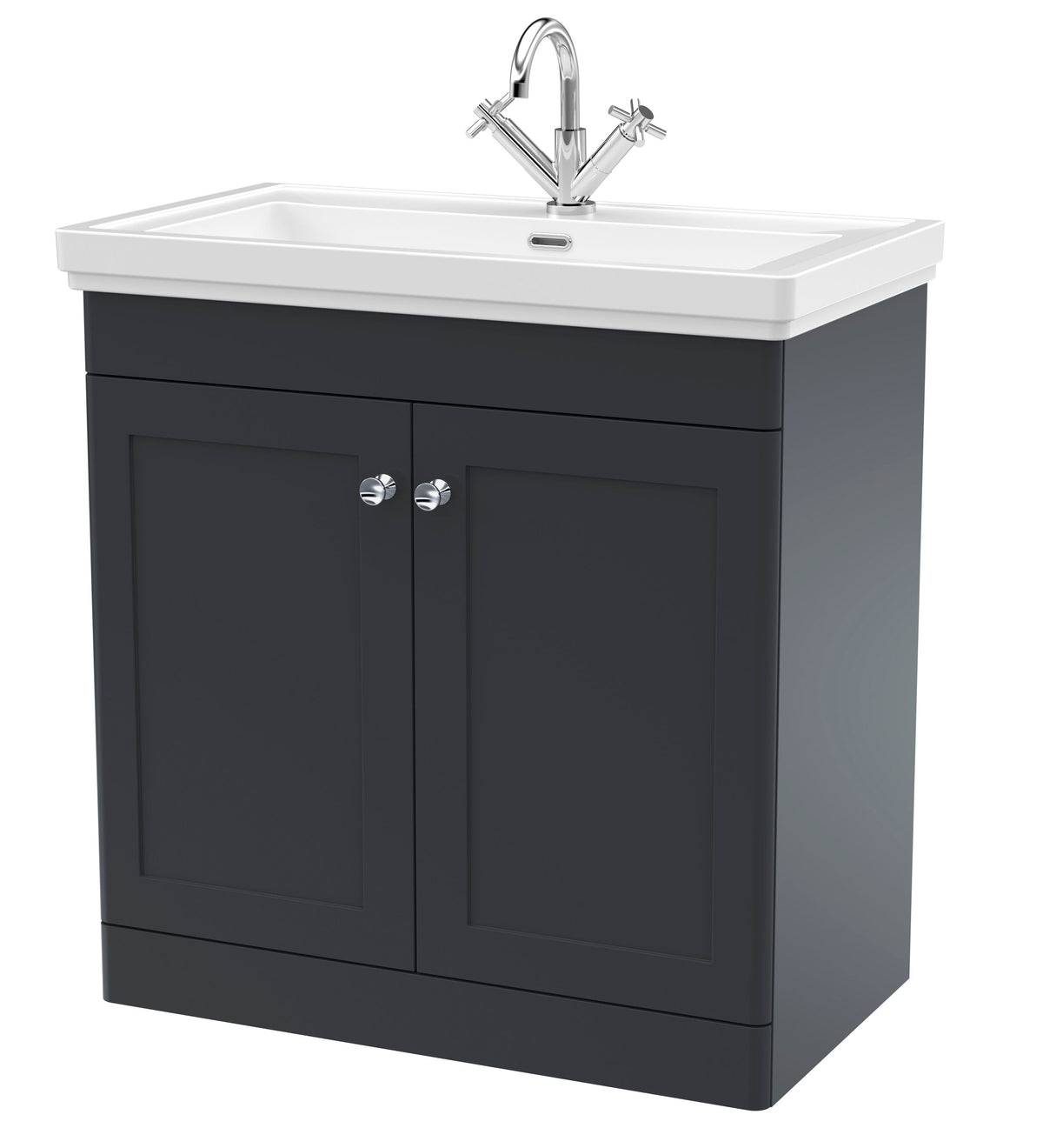 Nuie Classique 800mm 2 Door Floor Standing Vanity Unit With 1 Tap Hole Basin With Ceramic Basin