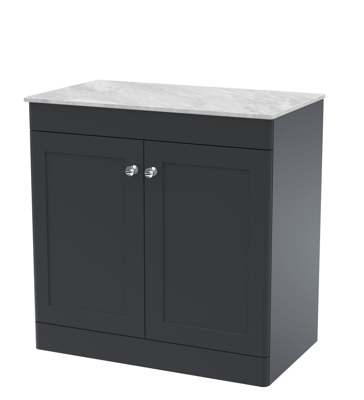 Nuie Classique 800mm 2 Door Floor Standing Vanity Unit With Grey Marble Worktop