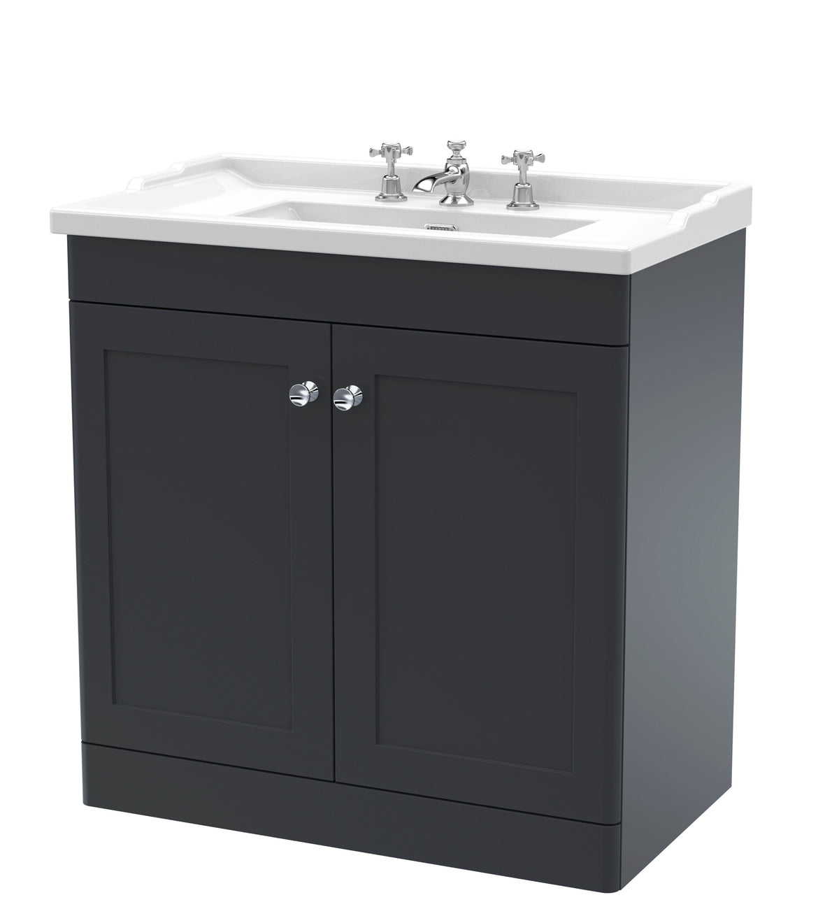 Nuie Classique 800mm 2 Door Floor Standing Vanity Unit With 3 Tap Hole Basin