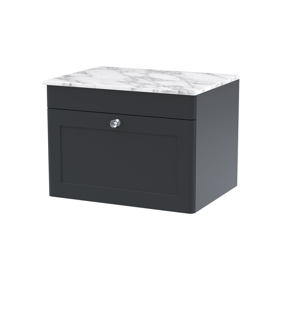 Nuie Classique 600mm 1 Drawer Wall Hung Vanity Unit With Carrara Marble Worktop