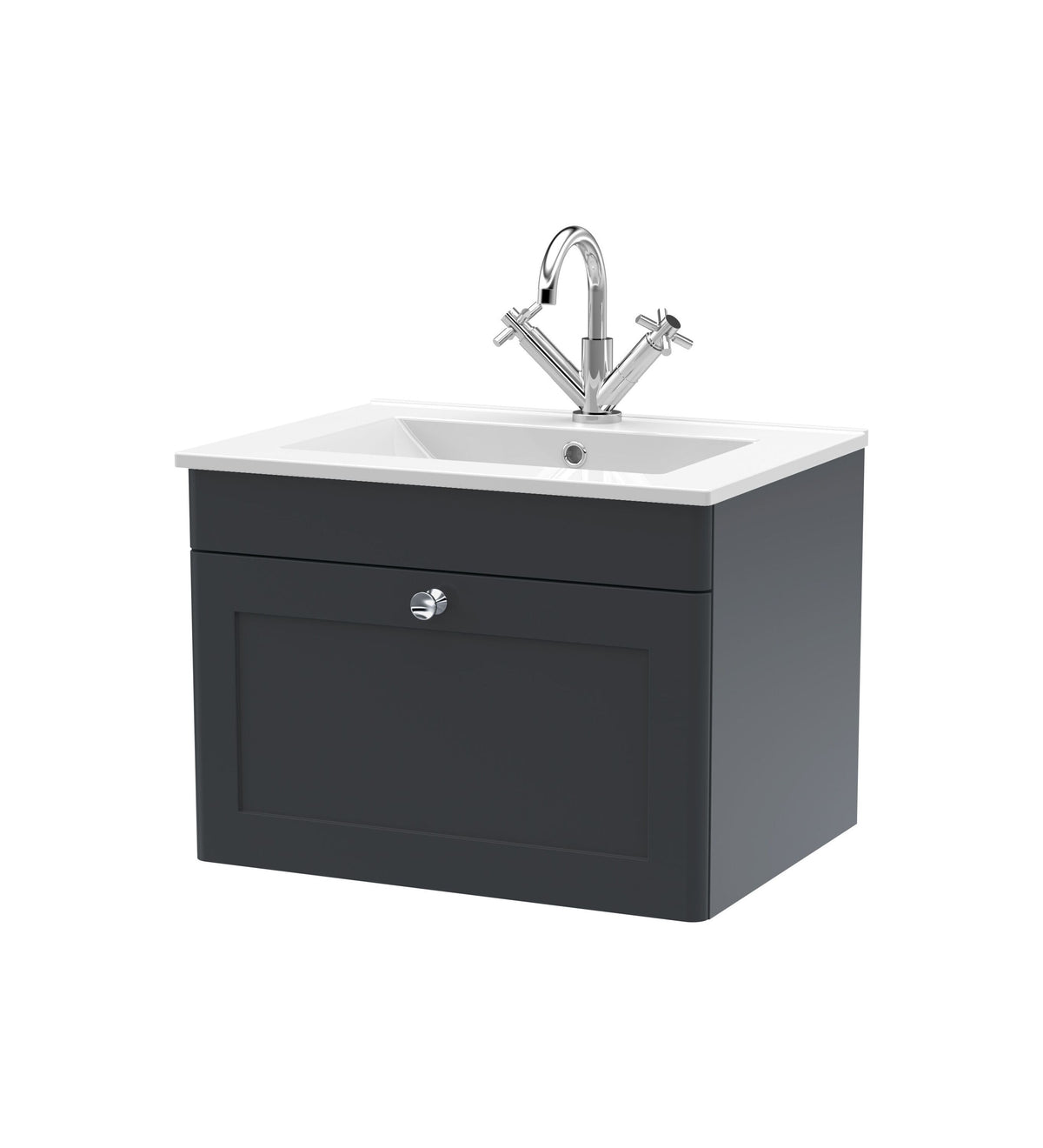 Nuie Classique 600mm 1 Drawer Wall Hung Vanity Unit With 1 Tap Hole Basin
