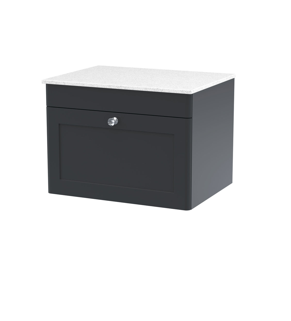 Nuie Classique 600mm 1 Drawer Wall Hung Vanity Unit With White Marble Worktop