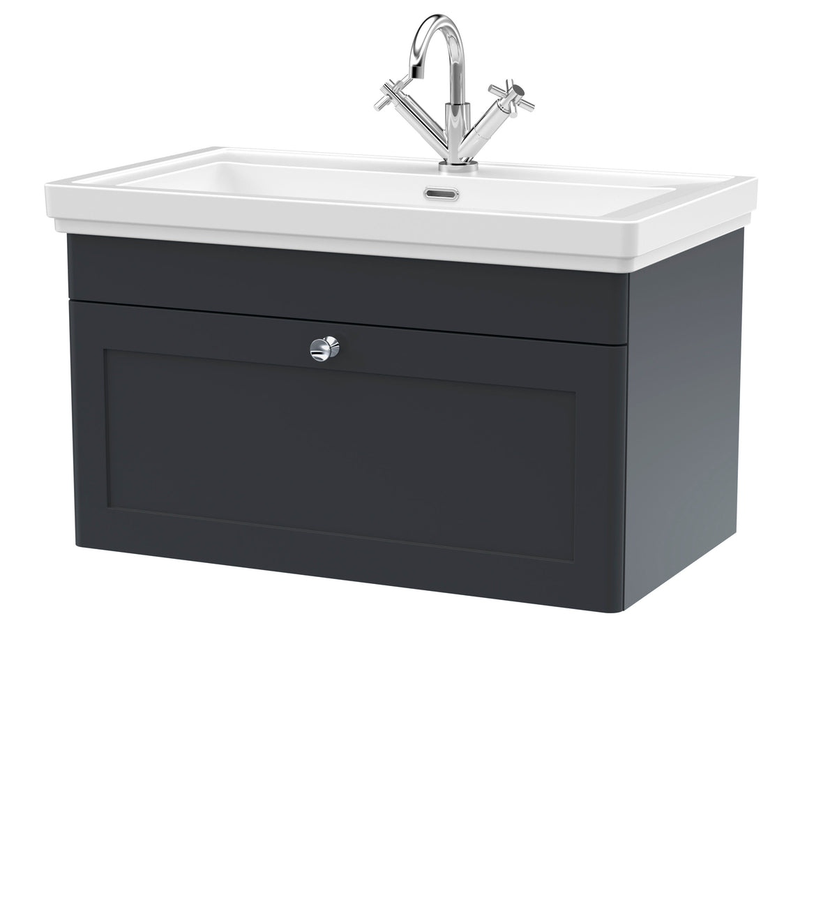 Nuie Classique 800mm 1 Drawer Wall Hung Vanity Unit With 1 Tap Hole Basin With Ceramic Basin
