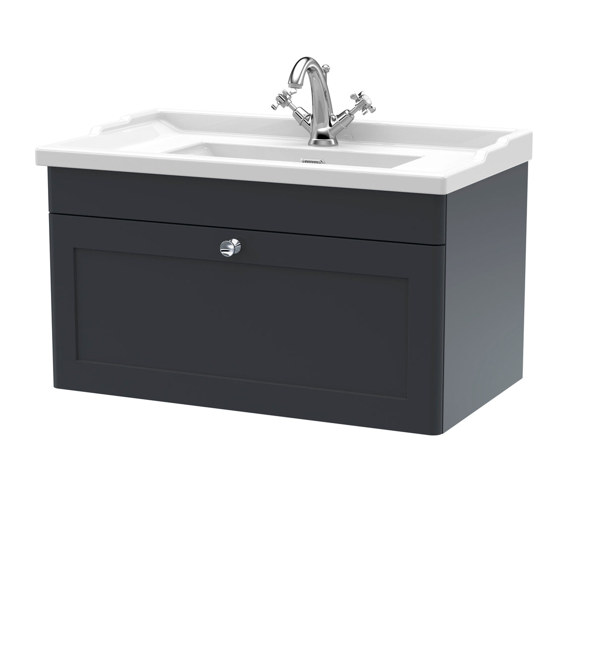 Nuie Classique 800mm 1 Drawer Wall Hung Vanity Unit With 1 Tap Hole Basin