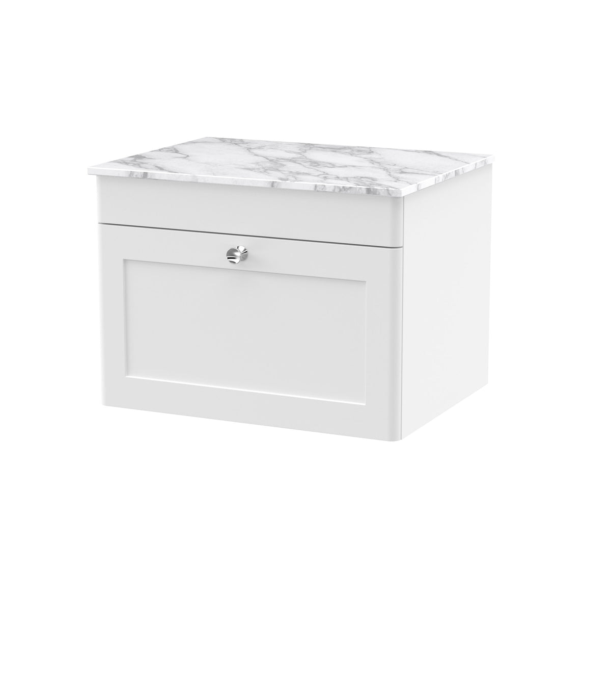 Nuie Classique 600mm 1 Drawer Wall Hung Vanity With Carrara Marble Worktop Marble