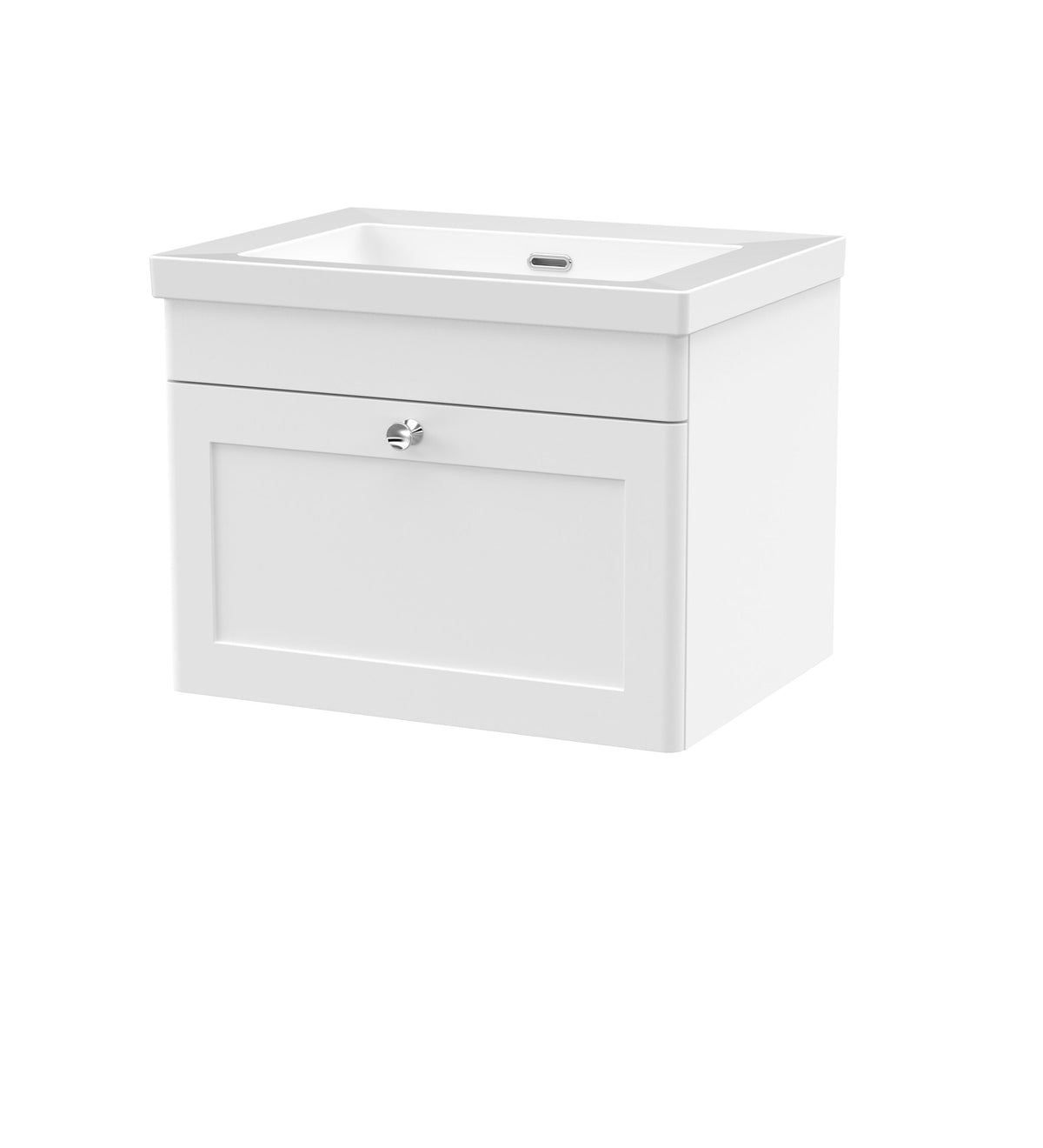 Nuie Classique 600mm 1 Drawer Wall Hung Vanity Unit With Fireclay Basin