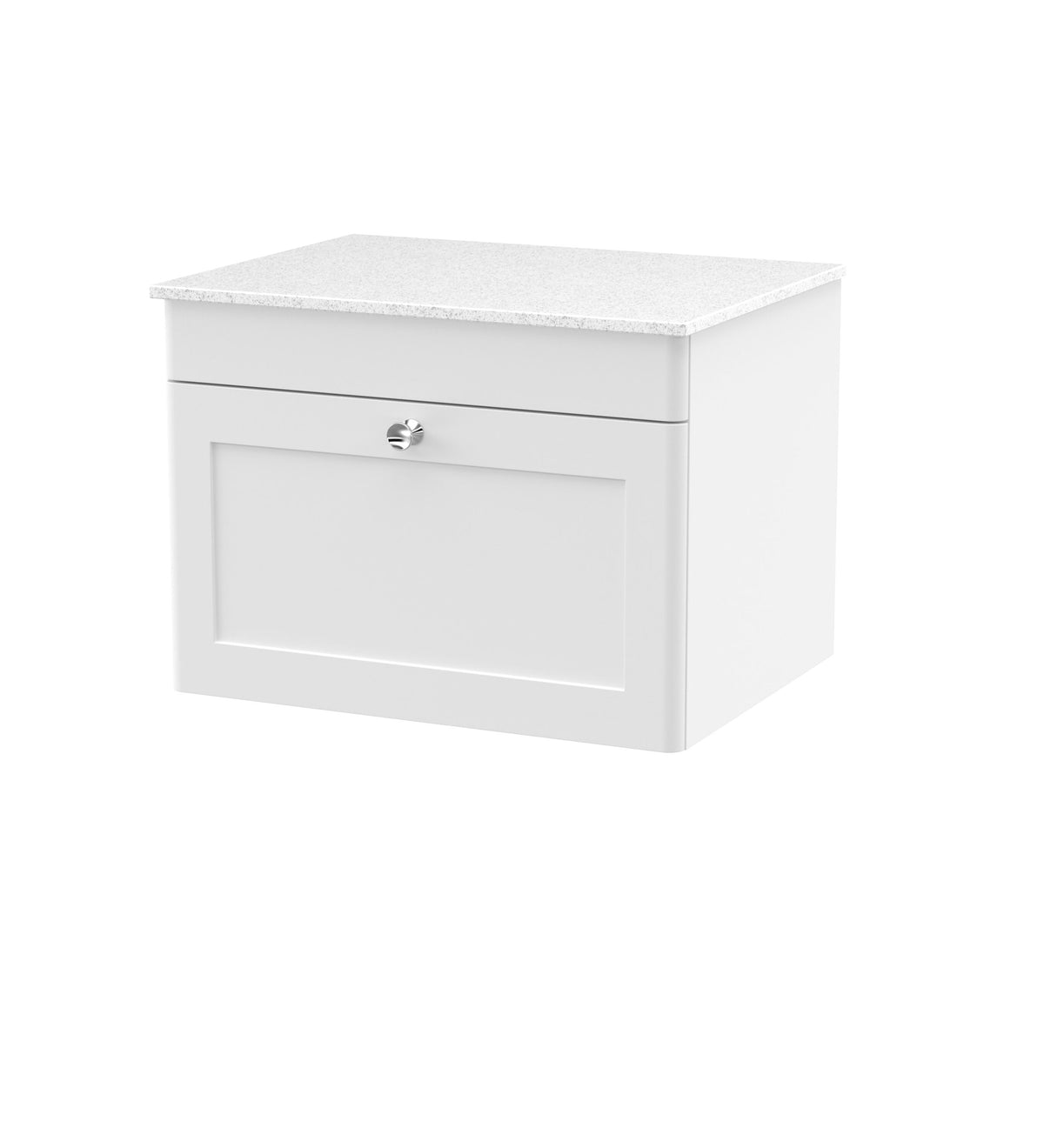Nuie Classique 600mm 1 Drawer Wall Hung Vanity Unit With White Marble Worktop