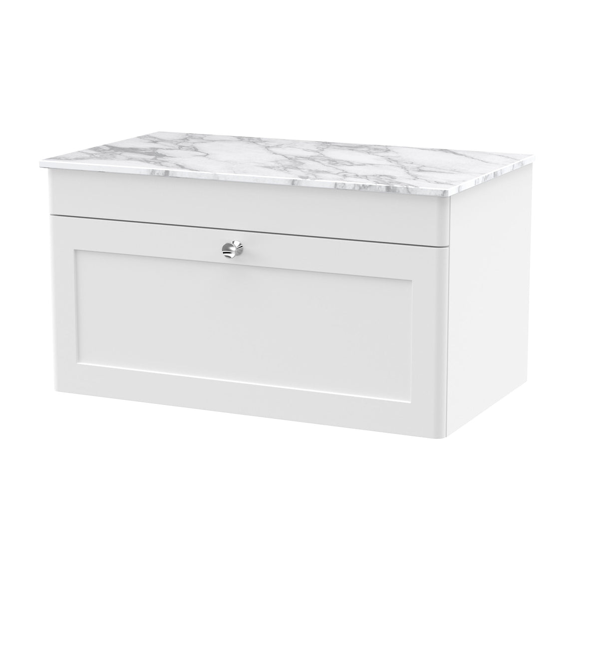 Nuie Classique 800mm 1 Drawer Wall Hung Vanity Unit With Carrara Marble Worktop