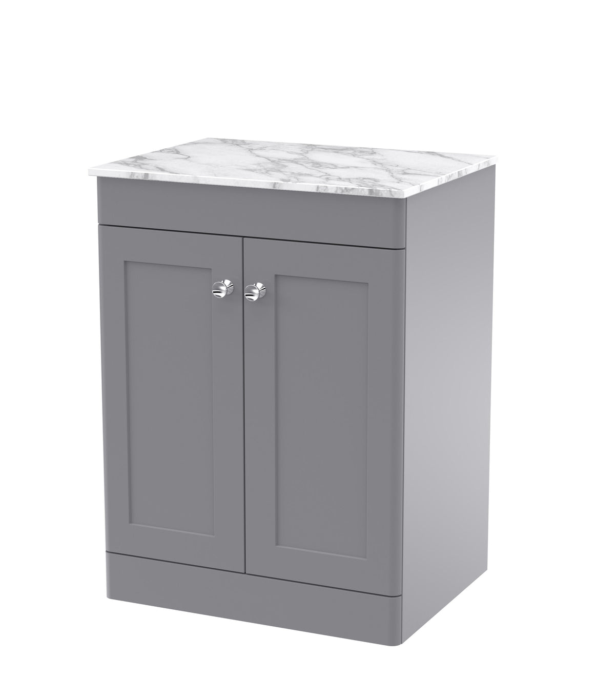 Nuie Classique 600mm 2 Door Floor Standing Vanity Unit With Carrara Marble Worktop