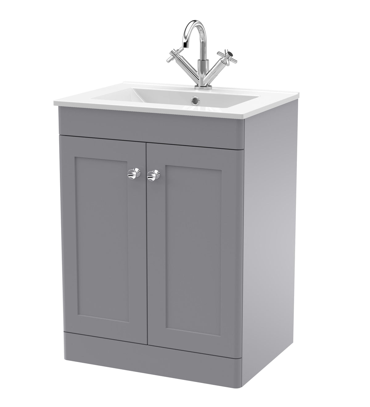 Nuie Classique 600mm 2 Door Floor Standing Vanity Unit With 1 Tap Hole Basin