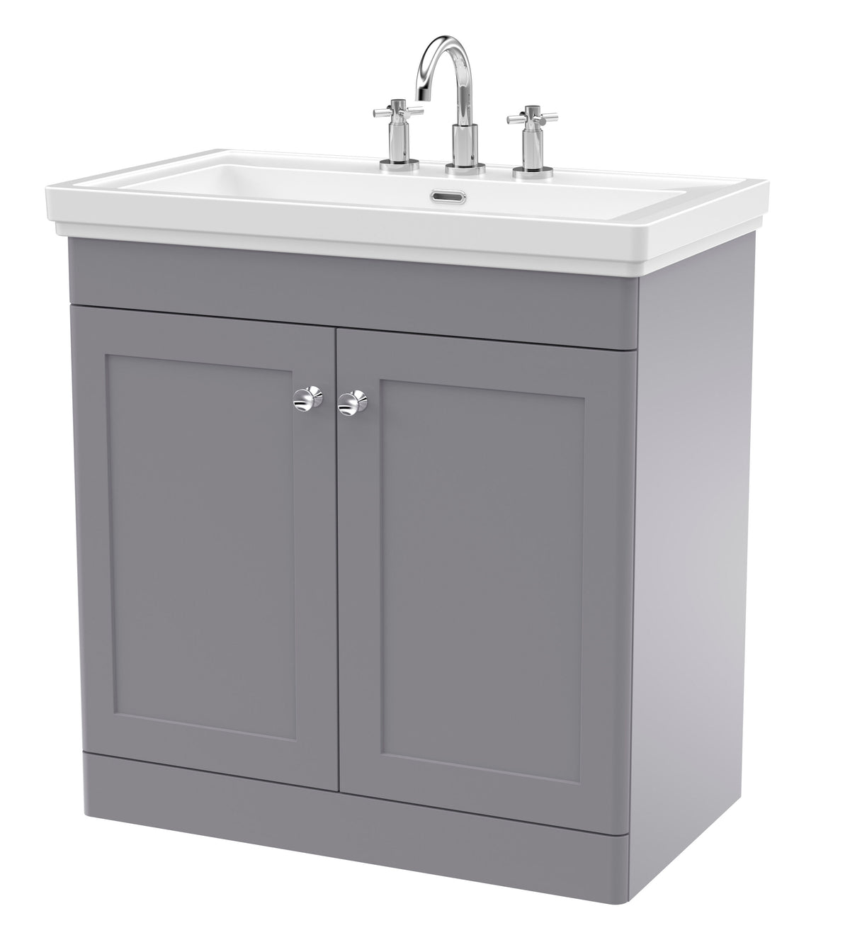 Nuie Classique 800mm 2 Door Floor Standing Vanity Unit With 3 Tap Hole Basin